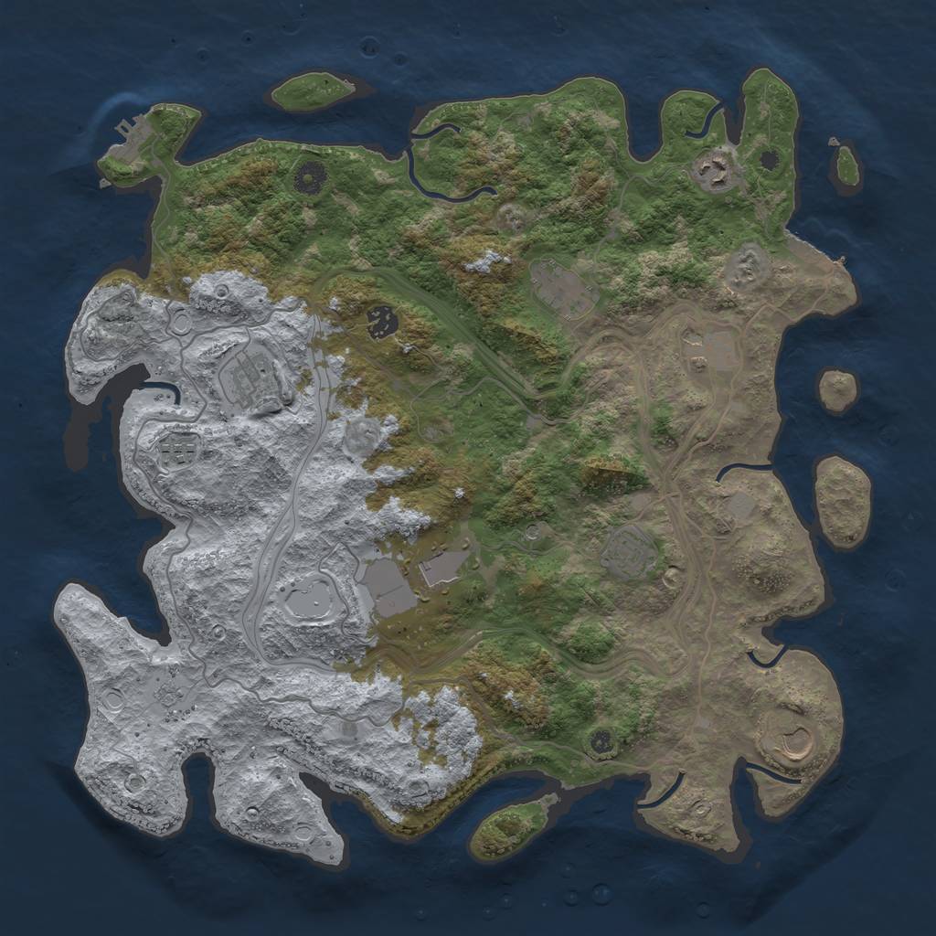 Rust Map: Procedural Map, Size: 4250, Seed: 2057236606, 18 Monuments