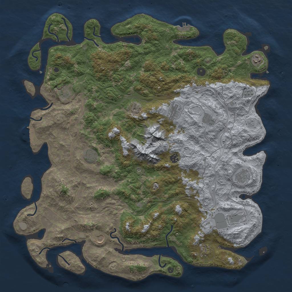 Rust Map: Procedural Map, Size: 5000, Seed: 258511, 20 Monuments