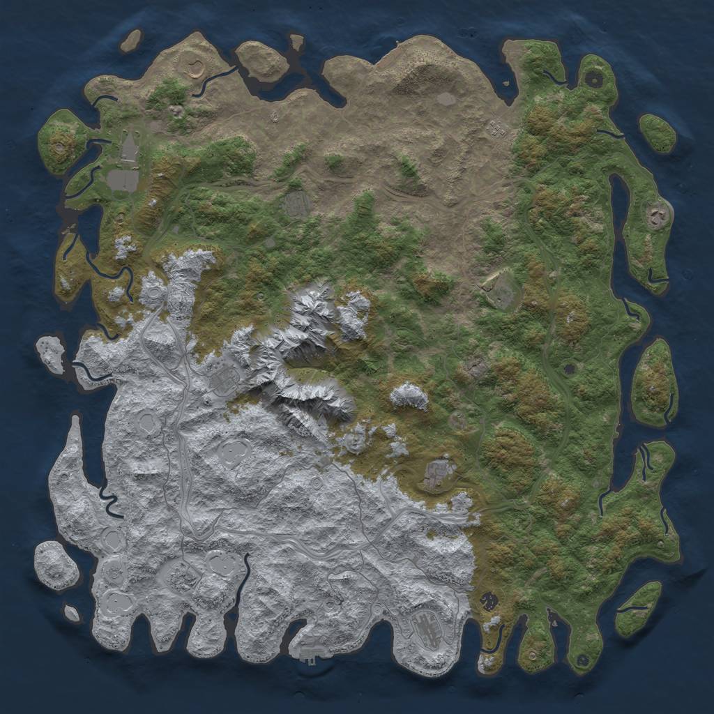Rust Map: Procedural Map, Size: 6000, Seed: 476026116, 20 Monuments