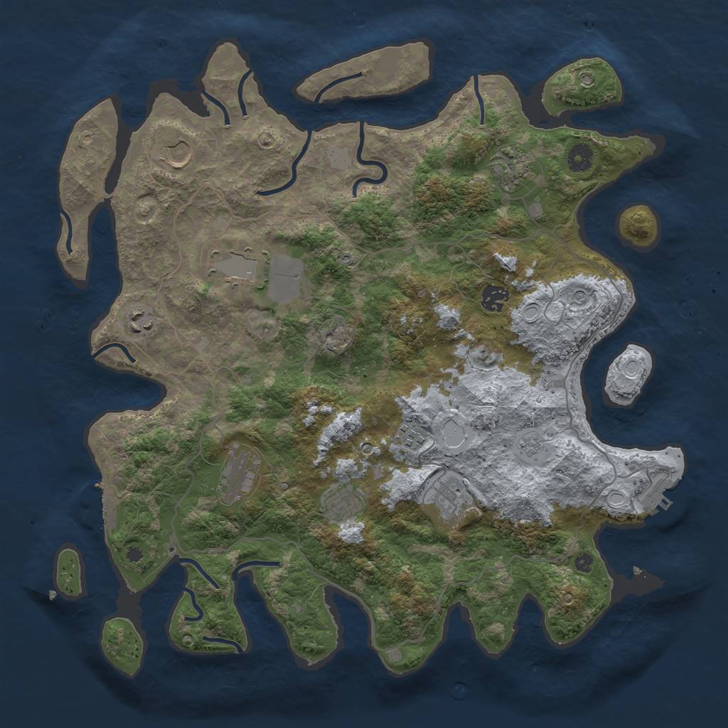 Rust Map: Procedural Map, Size: 4000, Seed: 1401347056, 18 Monuments