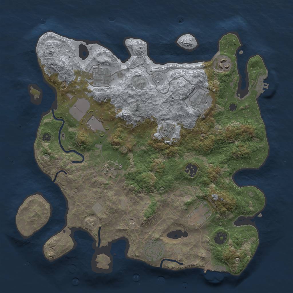 Rust Map: Procedural Map, Size: 3500, Seed: 41247587, 18 Monuments