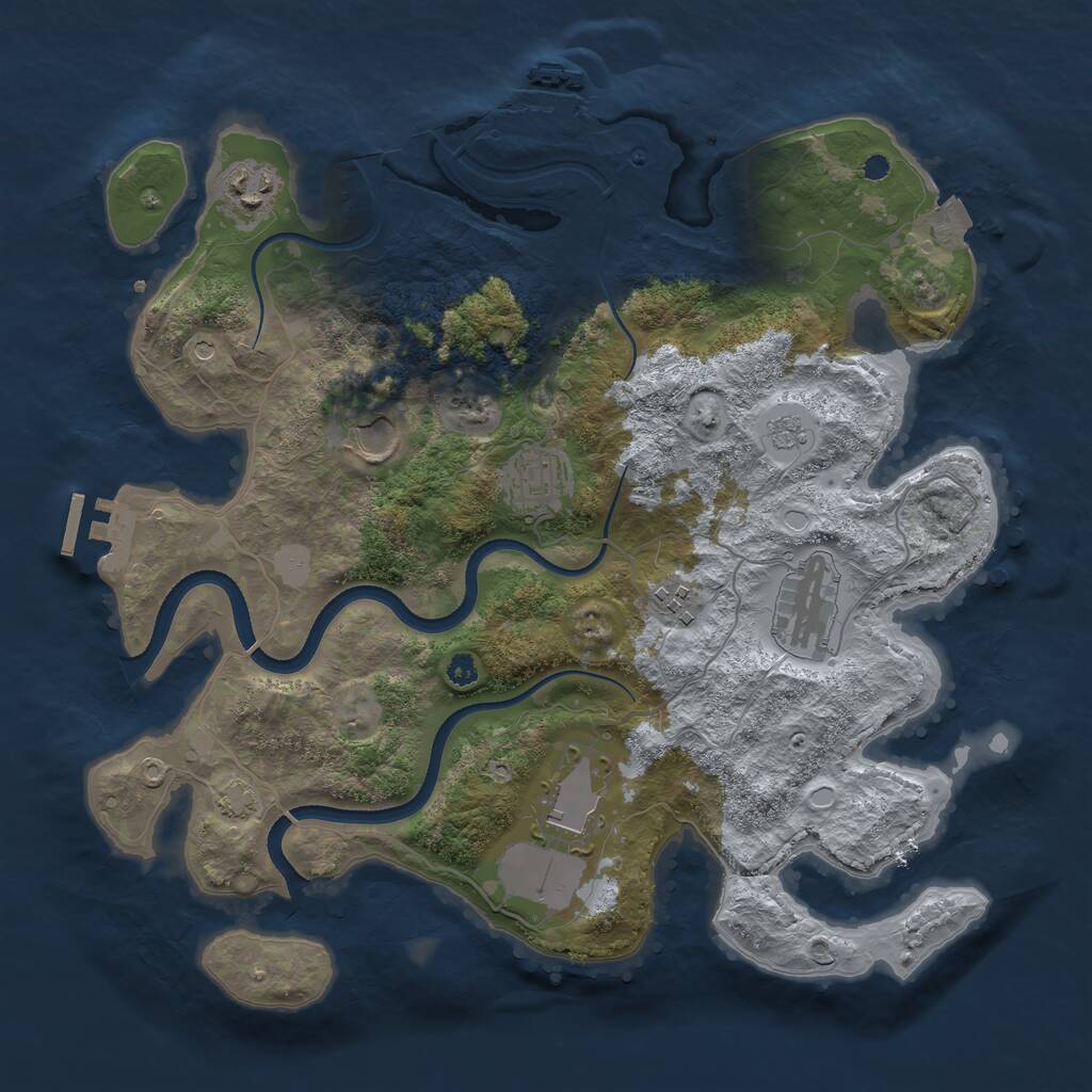 Rust Map: Procedural Map, Size: 3500, Seed: 1488082266, 12 Monuments