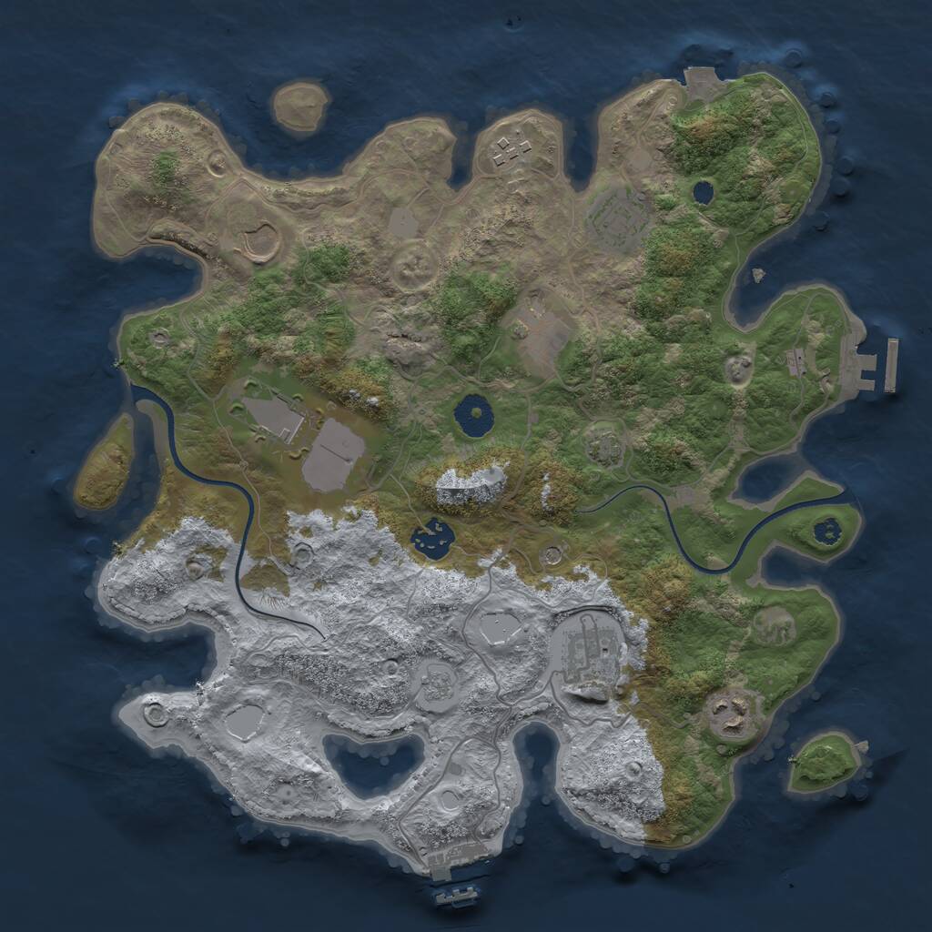 Rust Map: Procedural Map, Size: 3500, Seed: 6342290, 14 Monuments