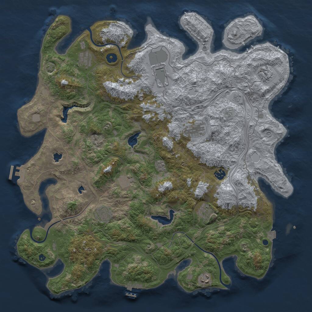 Rust Map: Procedural Map, Size: 4500, Seed: 516558443, 16 Monuments