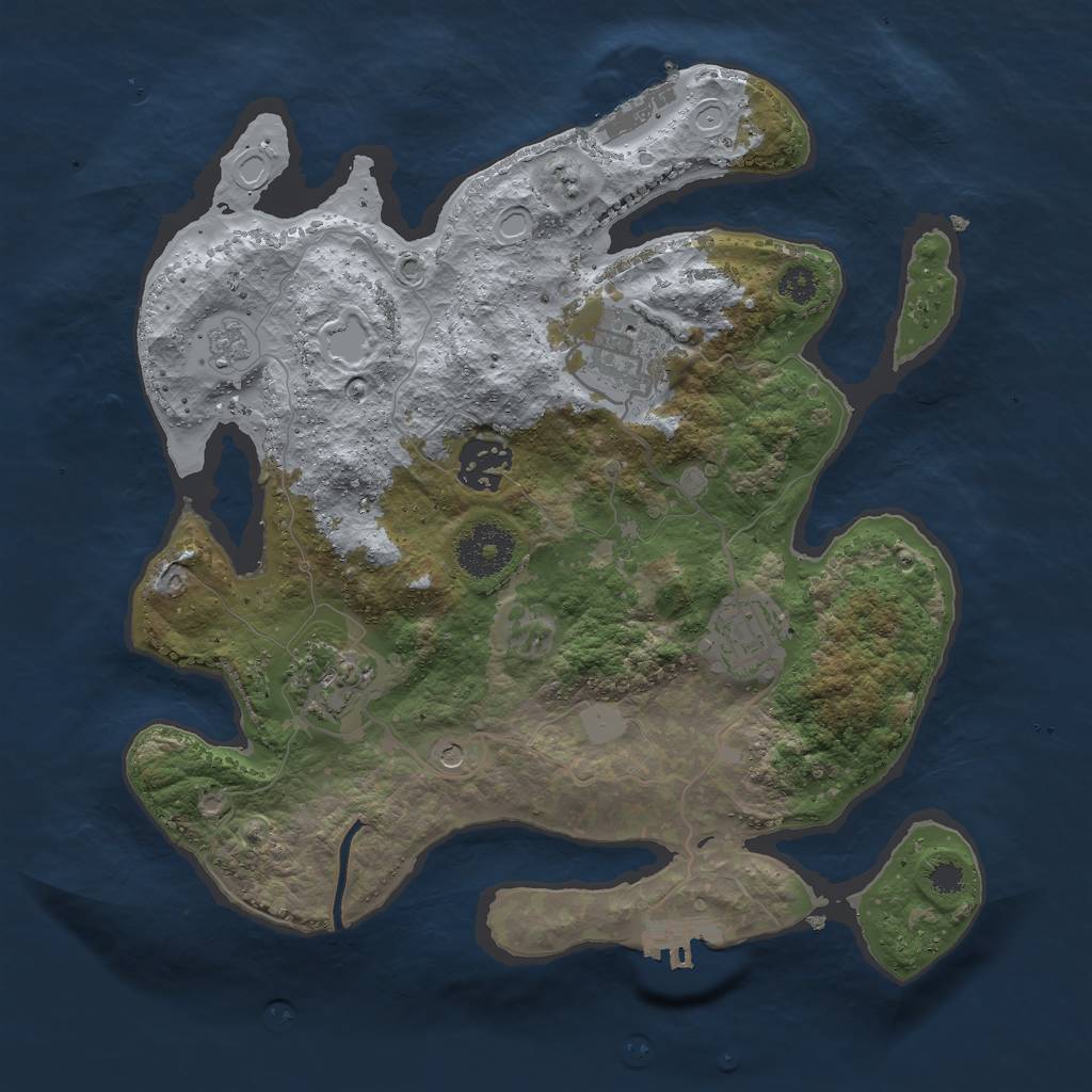 Rust Map: Procedural Map, Size: 3000, Seed: 1195496015, 13 Monuments