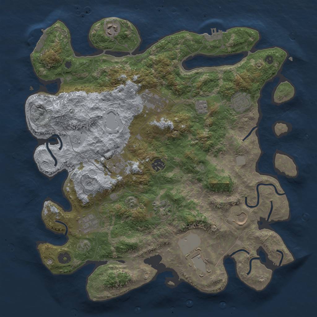 Rust Map: Procedural Map, Size: 3800, Seed: 609896, 17 Monuments