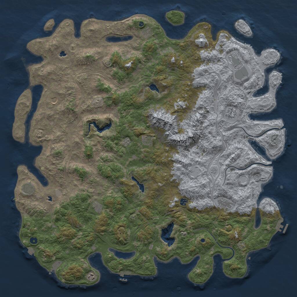 Rust Map: Procedural Map, Size: 6000, Seed: 2041980, 17 Monuments