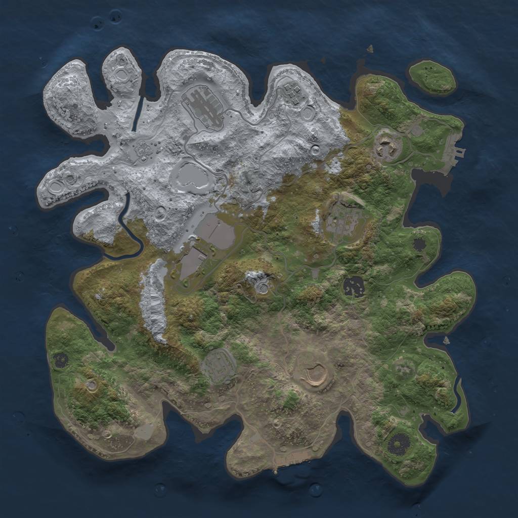 Rust Map: Procedural Map, Size: 3500, Seed: 996350734, 17 Monuments