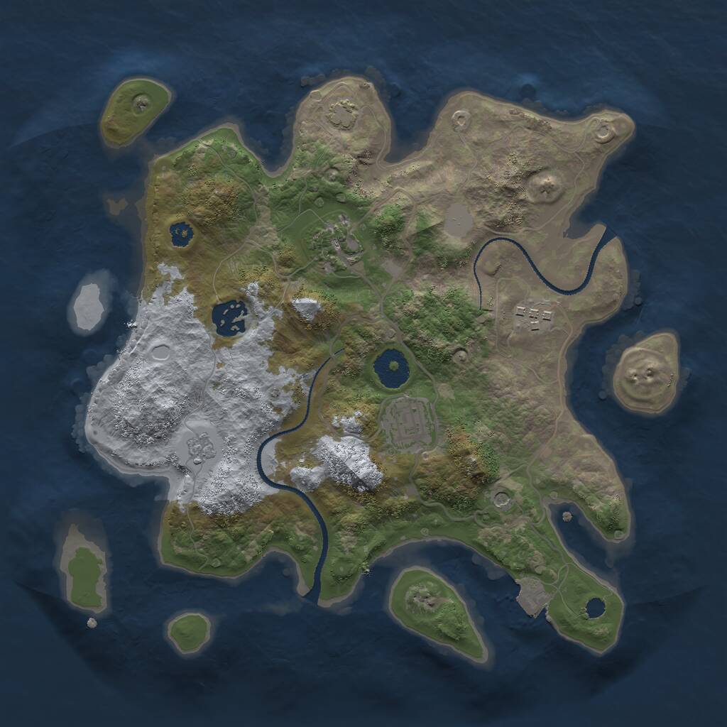 Rust Map: Procedural Map, Size: 3000, Seed: 64183, 8 Monuments