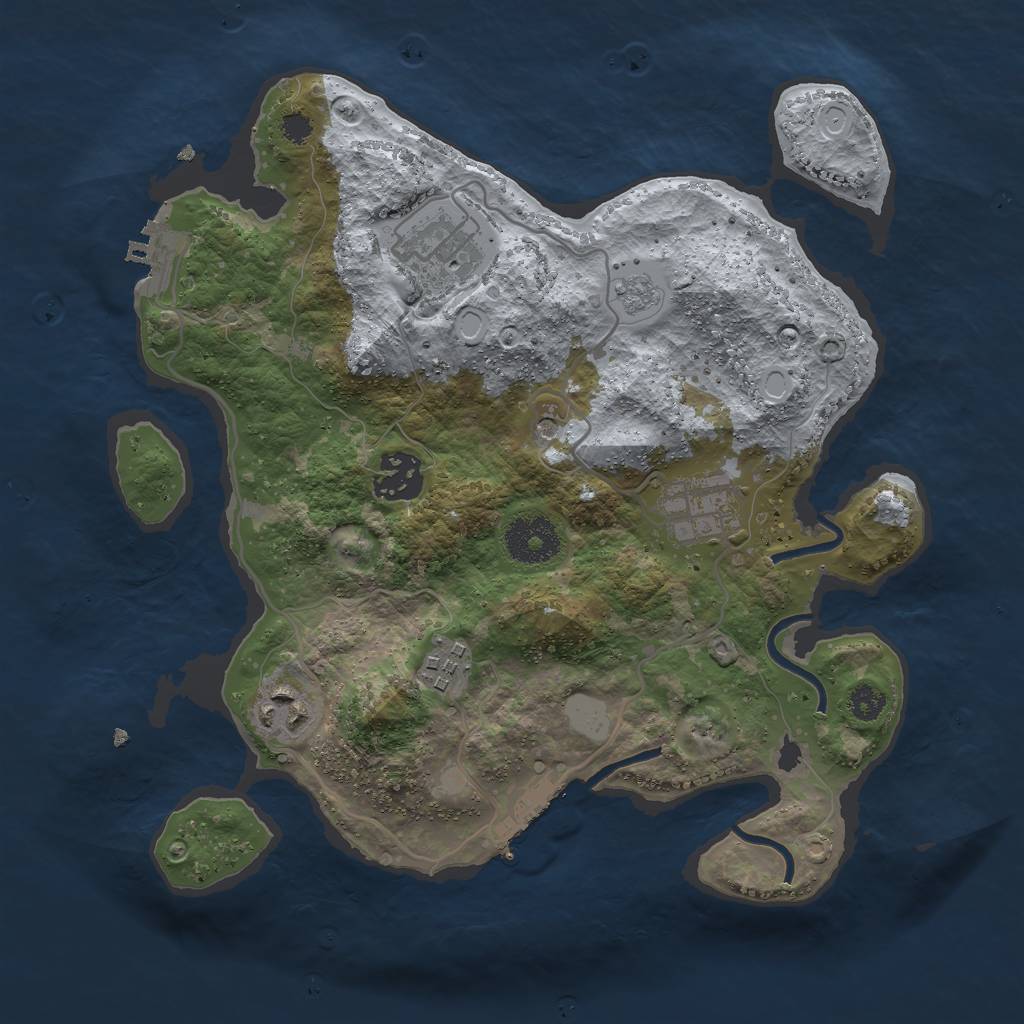 Rust Map: Procedural Map, Size: 3000, Seed: 95572, 14 Monuments