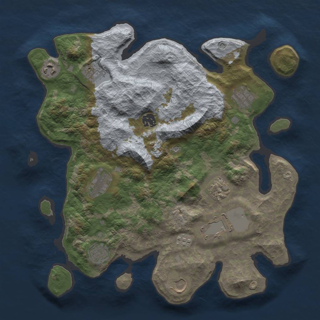 Rust Map: Barren, Size: 3500, Seed: 1919787606, 13 Monuments