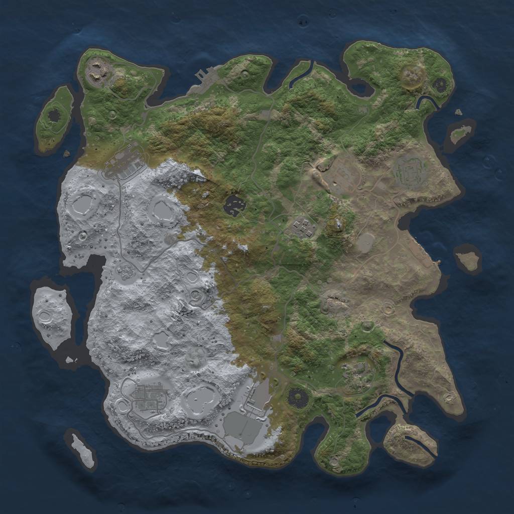 Rust Map: Procedural Map, Size: 3700, Seed: 1185220211, 18 Monuments