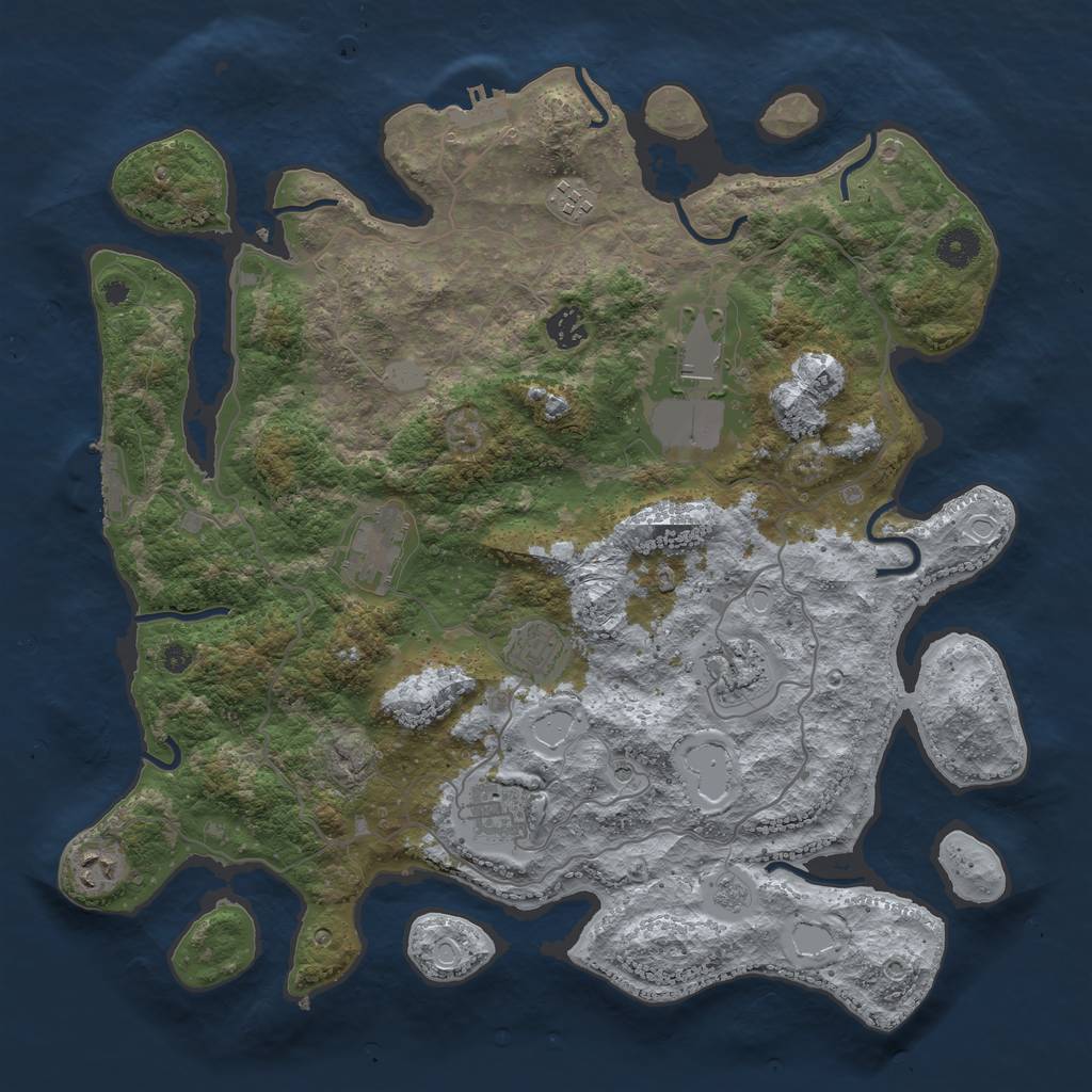 Rust Map: Procedural Map, Size: 4000, Seed: 740854379, 17 Monuments