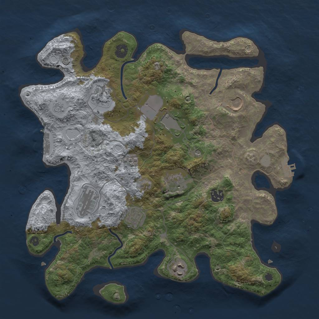 Rust Map: Procedural Map, Size: 3500, Seed: 2074953913, 16 Monuments