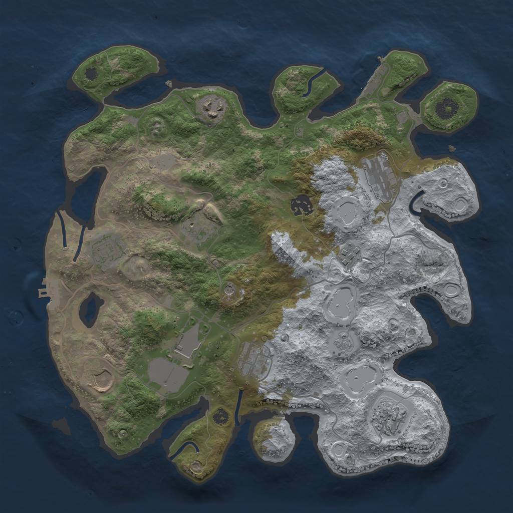 Rust Map: Procedural Map, Size: 3500, Seed: 1165780642, 17 Monuments