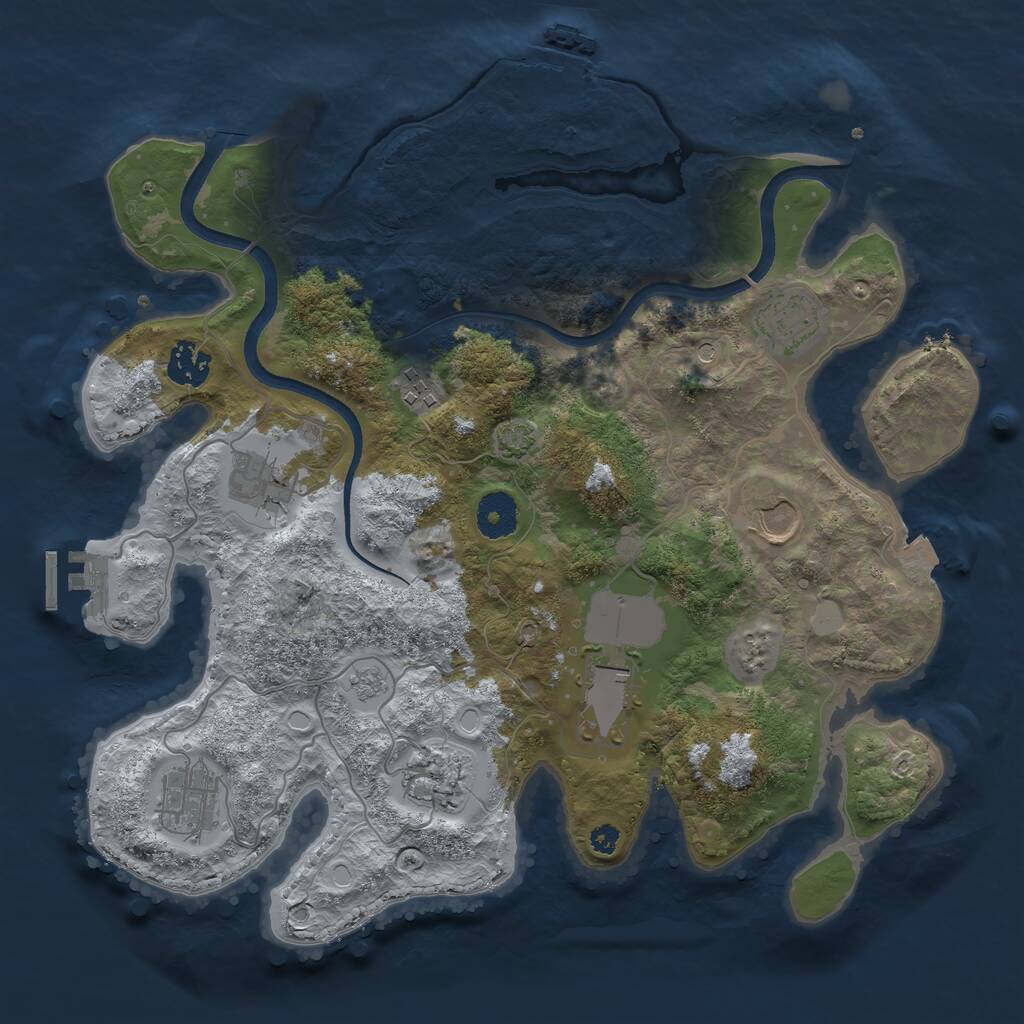 Rust Map: Procedural Map, Size: 3500, Seed: 1454489964, 14 Monuments