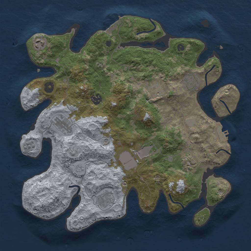 Rust Map: Procedural Map, Size: 3500, Seed: 1454489964, 18 Monuments