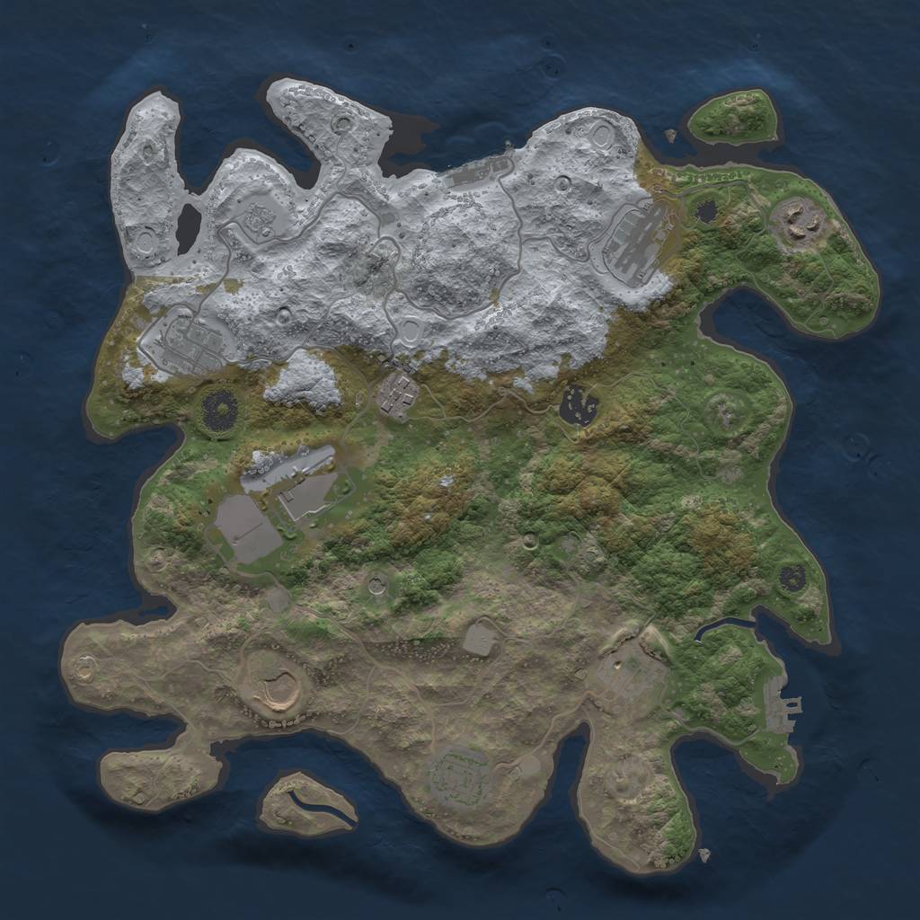 Rust Map: Procedural Map, Size: 3500, Seed: 51485541, 18 Monuments