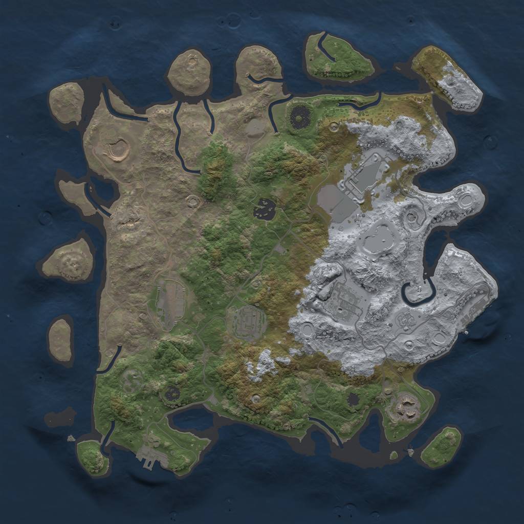 Rust Map: Procedural Map, Size: 3500, Seed: 645147424, 16 Monuments