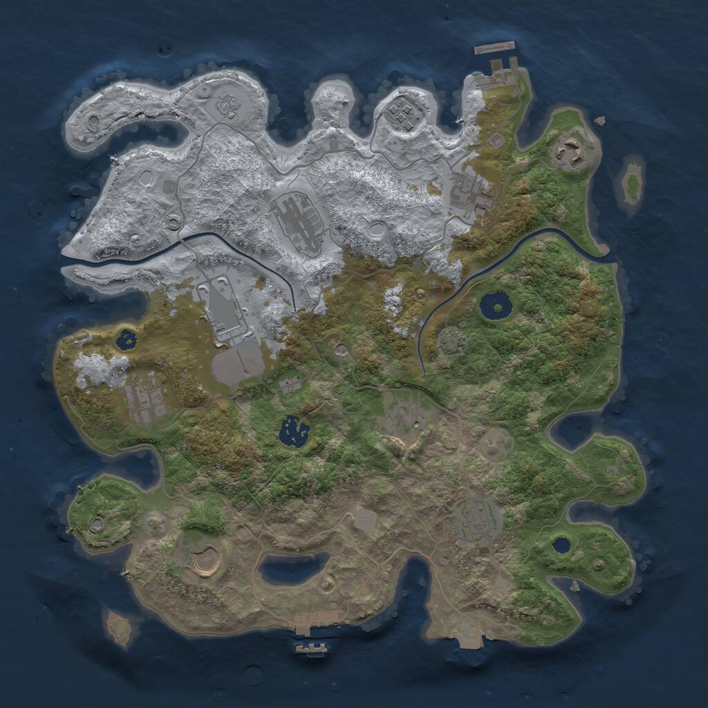 Rust Map: Procedural Map, Size: 3500, Seed: 953127637, 16 Monuments