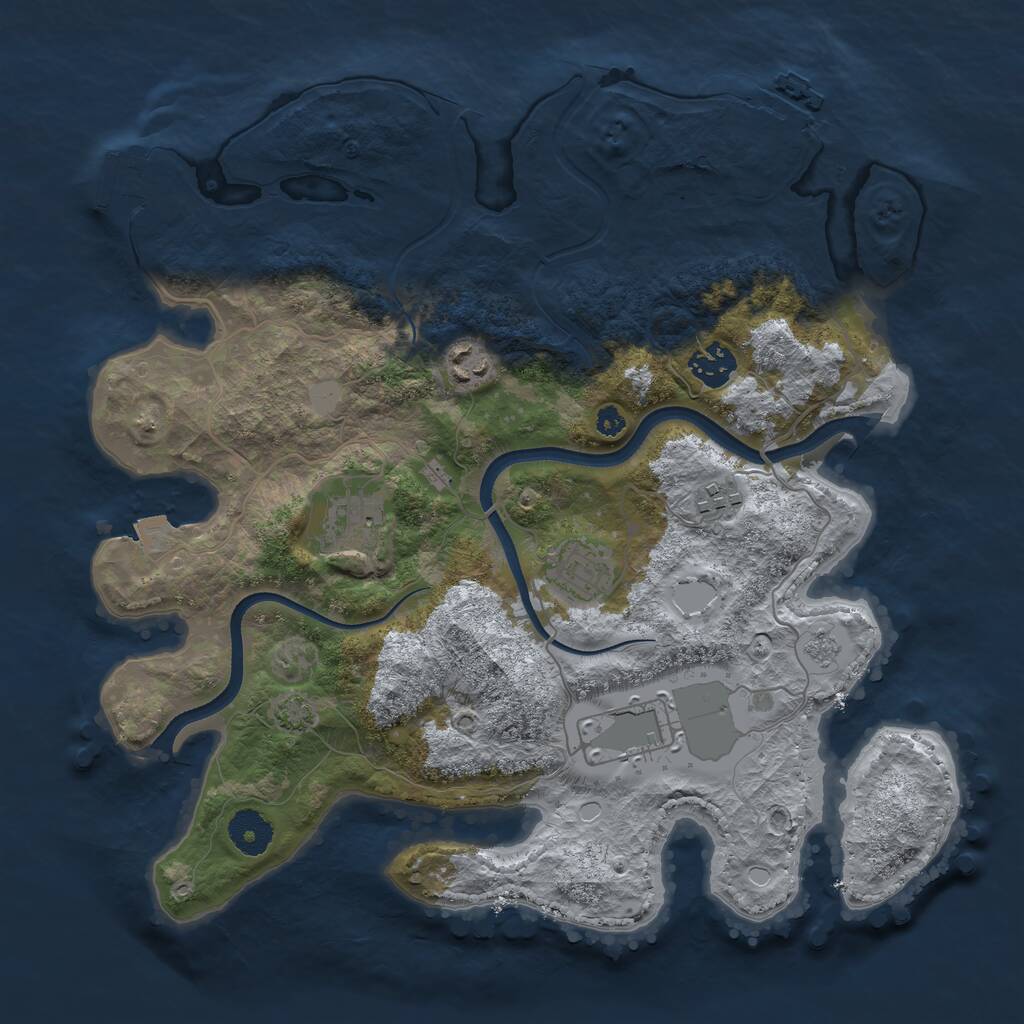 Rust Map: Procedural Map, Size: 3500, Seed: 1144725560, 11 Monuments