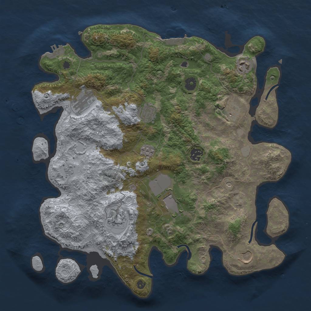 Rust Map: Procedural Map, Size: 3700, Seed: 47235176, 18 Monuments
