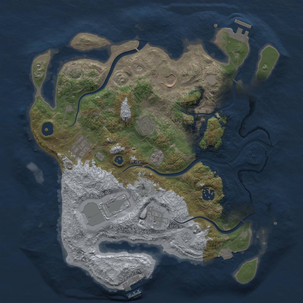 Rust Map: Procedural Map, Size: 3500, Seed: 2038801711, 13 Monuments