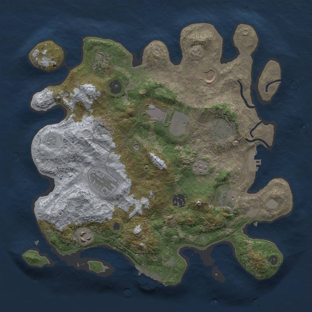 Rust Map: Procedural Map, Size: 3500, Seed: 347470952, 18 Monuments