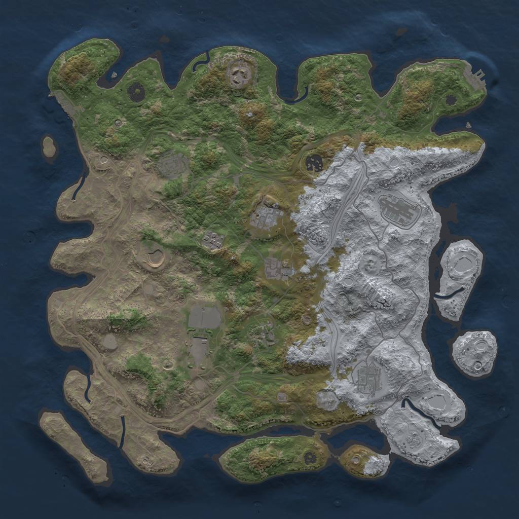 Rust Map: Procedural Map, Size: 4250, Seed: 2090546733, 20 Monuments