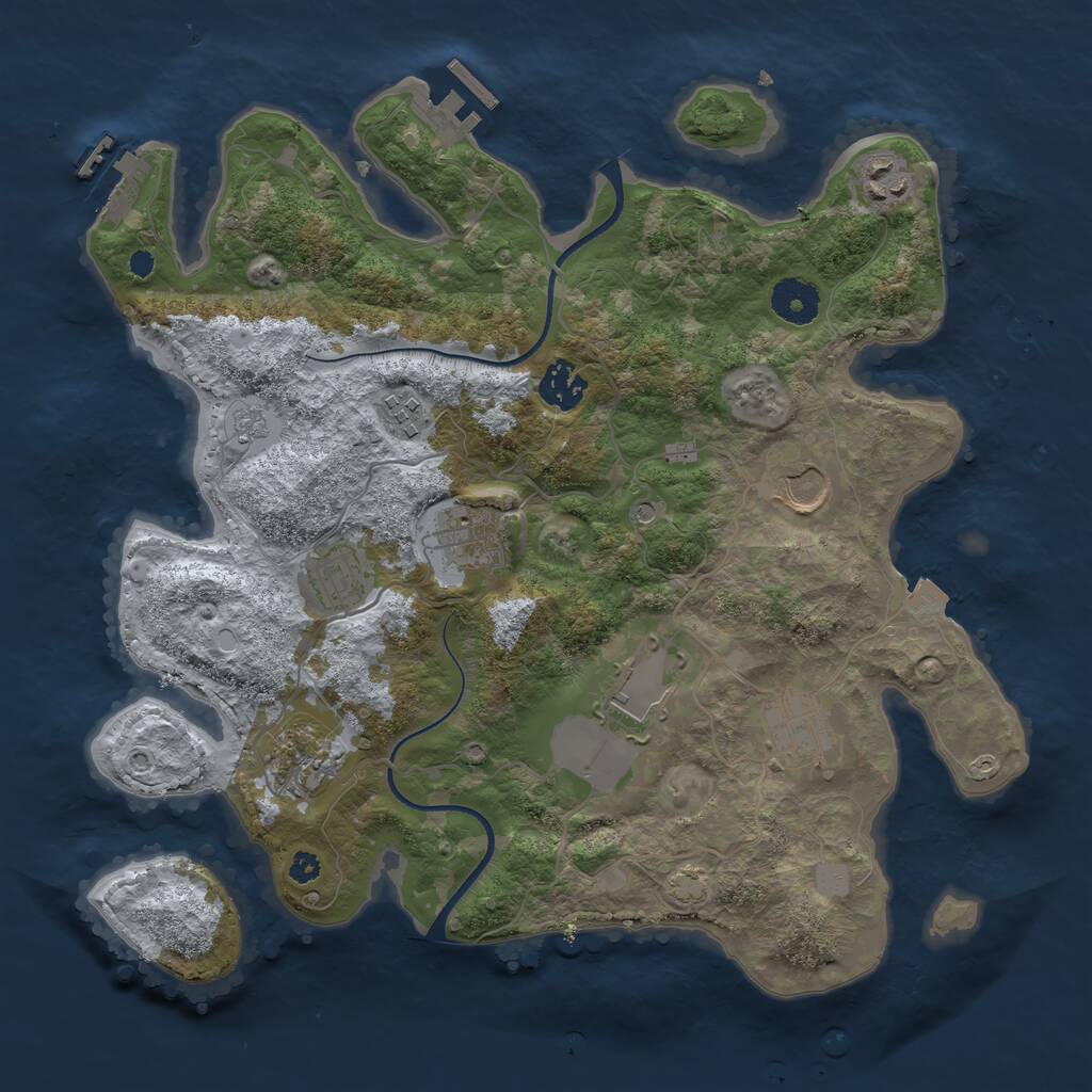 Rust Map: Procedural Map, Size: 3500, Seed: 1666421876, 15 Monuments