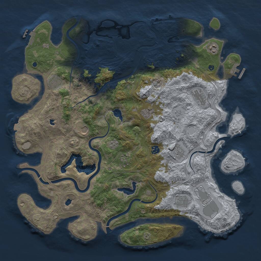 Rust Map: Procedural Map, Size: 4500, Seed: 494046448, 17 Monuments