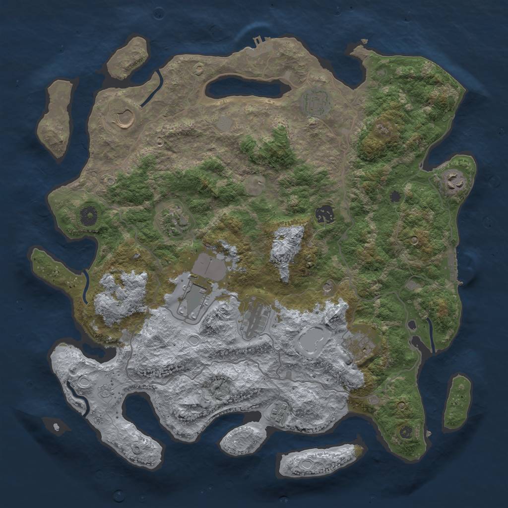 Rust Map: Procedural Map, Size: 4000, Seed: 732719354, 16 Monuments