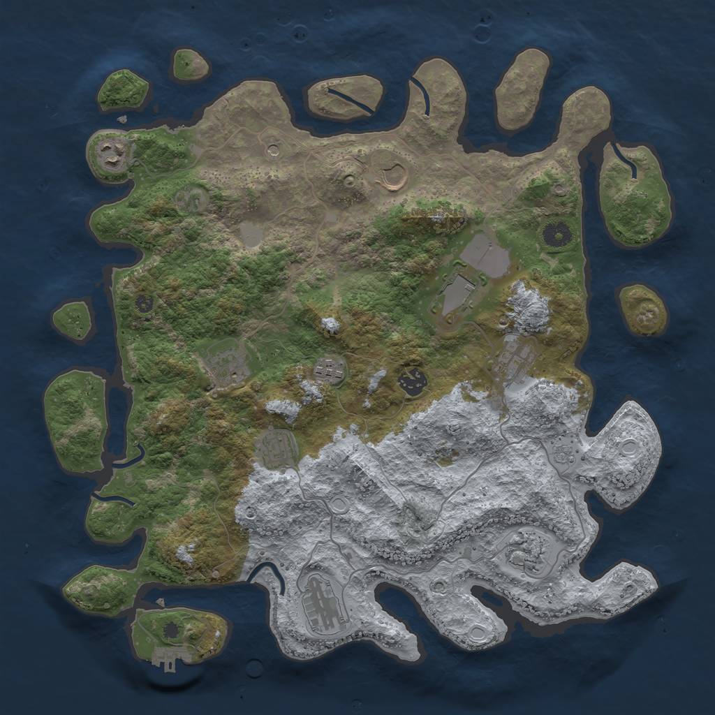 Rust Map: Procedural Map, Size: 3950, Seed: 305245784, 18 Monuments