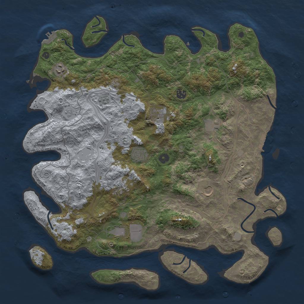 Rust Map: Procedural Map, Size: 4500, Seed: 725737568, 18 Monuments