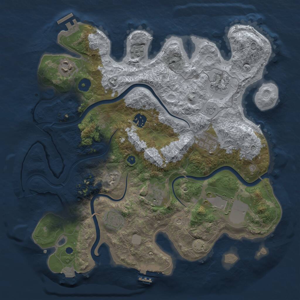 Rust Map: Procedural Map, Size: 3500, Seed: 247659596, 14 Monuments