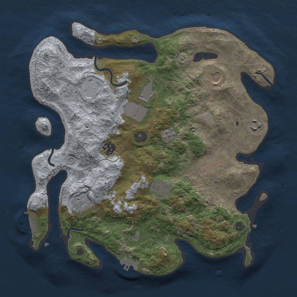 Rust Map: Procedural Map, Size: 3500, Seed: 105163658, 17 Monuments