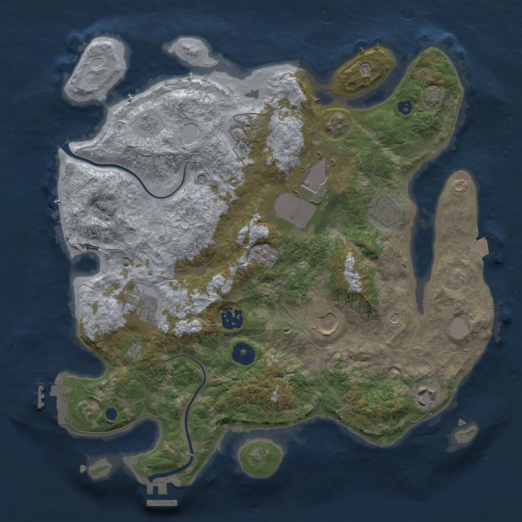 Rust Map: Procedural Map, Size: 3500, Seed: 1409026122, 14 Monuments