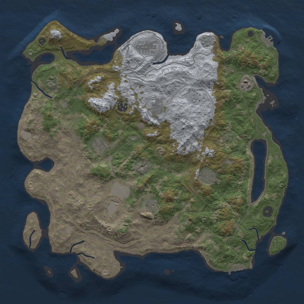 Rust Map: Procedural Map, Size: 4300, Seed: 2041660216, 19 Monuments