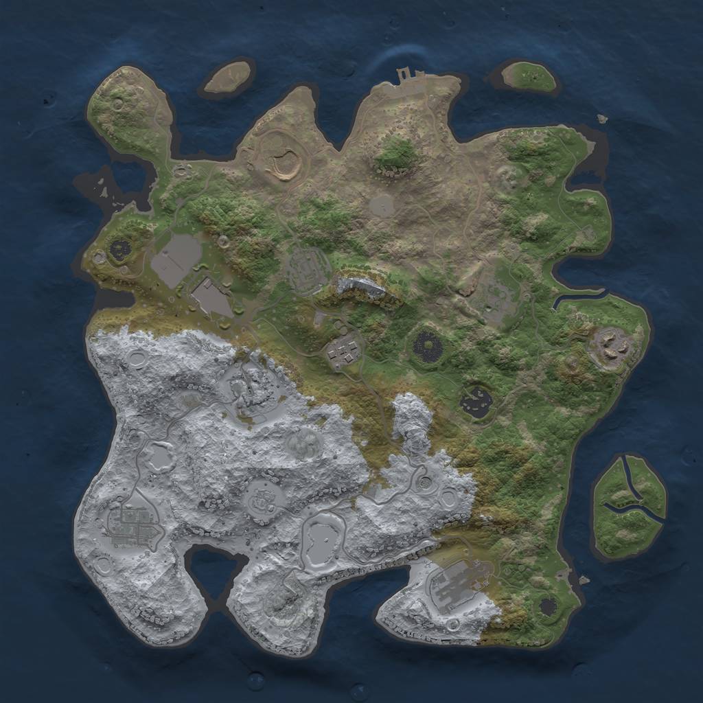 Rust Map: Procedural Map, Size: 3500, Seed: 2131358422, 16 Monuments