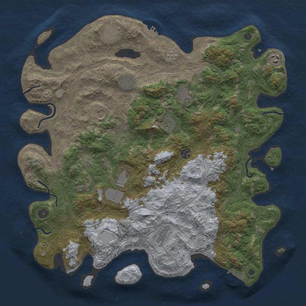 Rust Map: Procedural Map, Size: 4500, Seed: 23216974, 20 Monuments