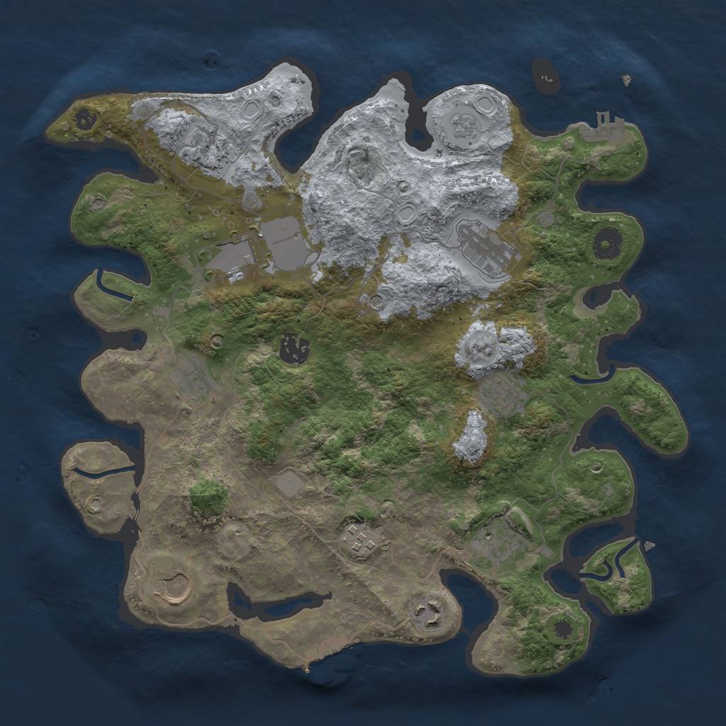 Rust Map: Procedural Map, Size: 3500, Seed: 1944037149, 19 Monuments