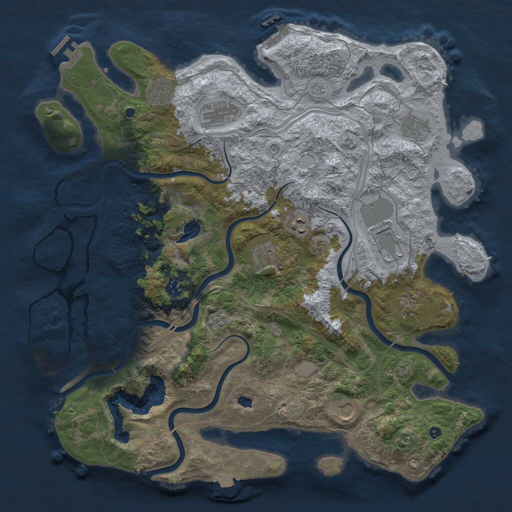 Rust Map: Procedural Map, Size: 4250, Seed: 1706129044, 16 Monuments