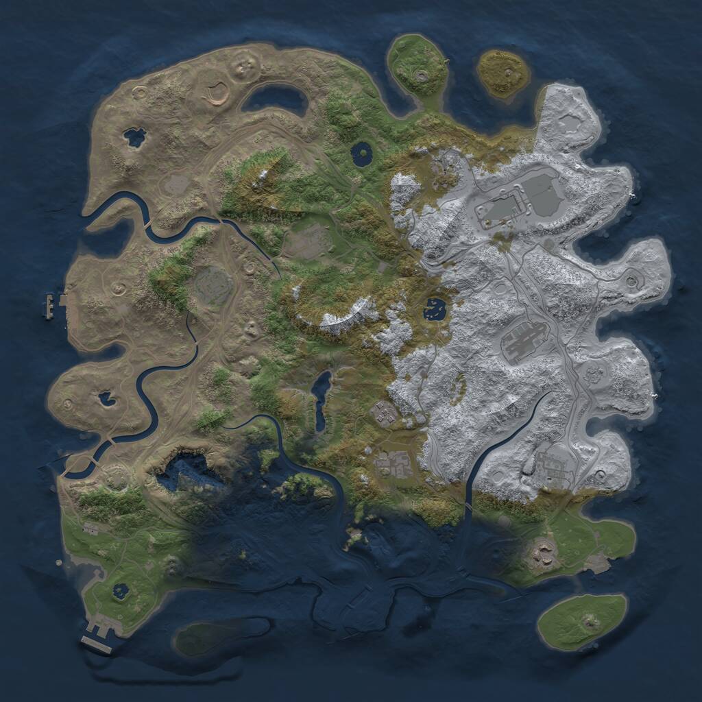Rust Map: Procedural Map, Size: 4500, Seed: 951623, 17 Monuments