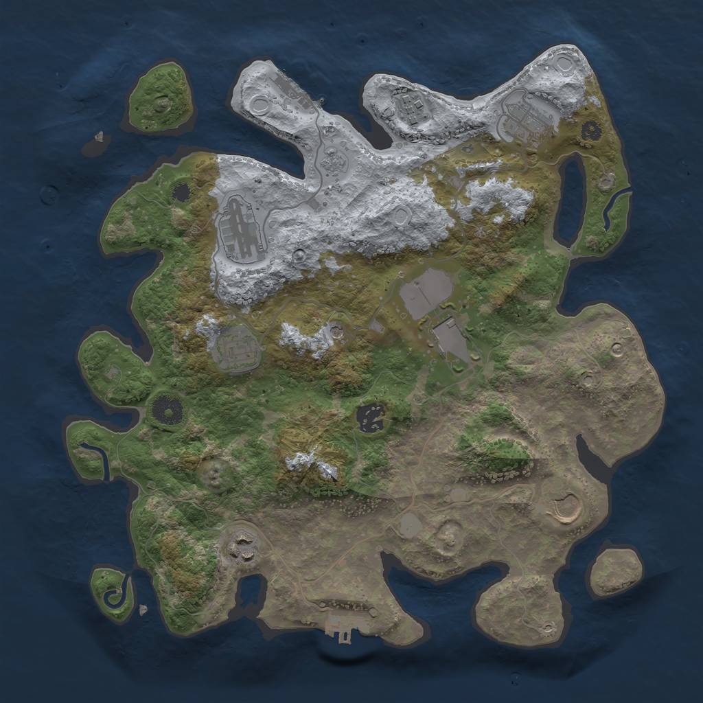Rust Map: Procedural Map, Size: 3500, Seed: 104257, 17 Monuments