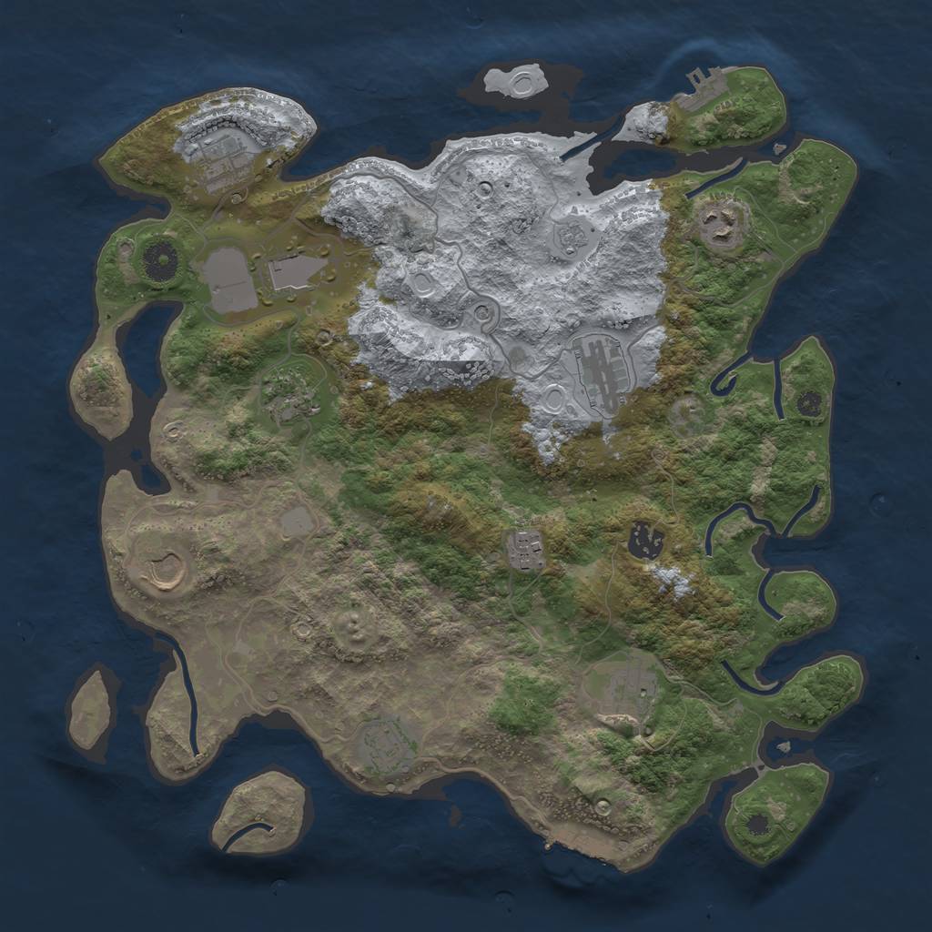 Rust Map: Procedural Map, Size: 3750, Seed: 813382363, 19 Monuments