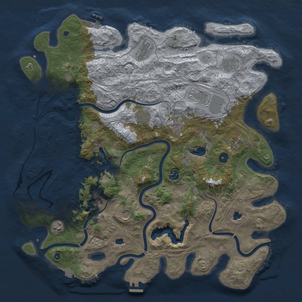 Rust Map: Procedural Map, Size: 4500, Seed: 2104391976, 16 Monuments