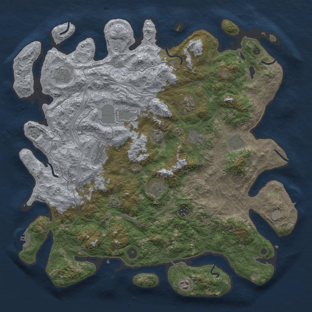 Rust Map: Procedural Map, Size: 4500, Seed: 753421, 18 Monuments