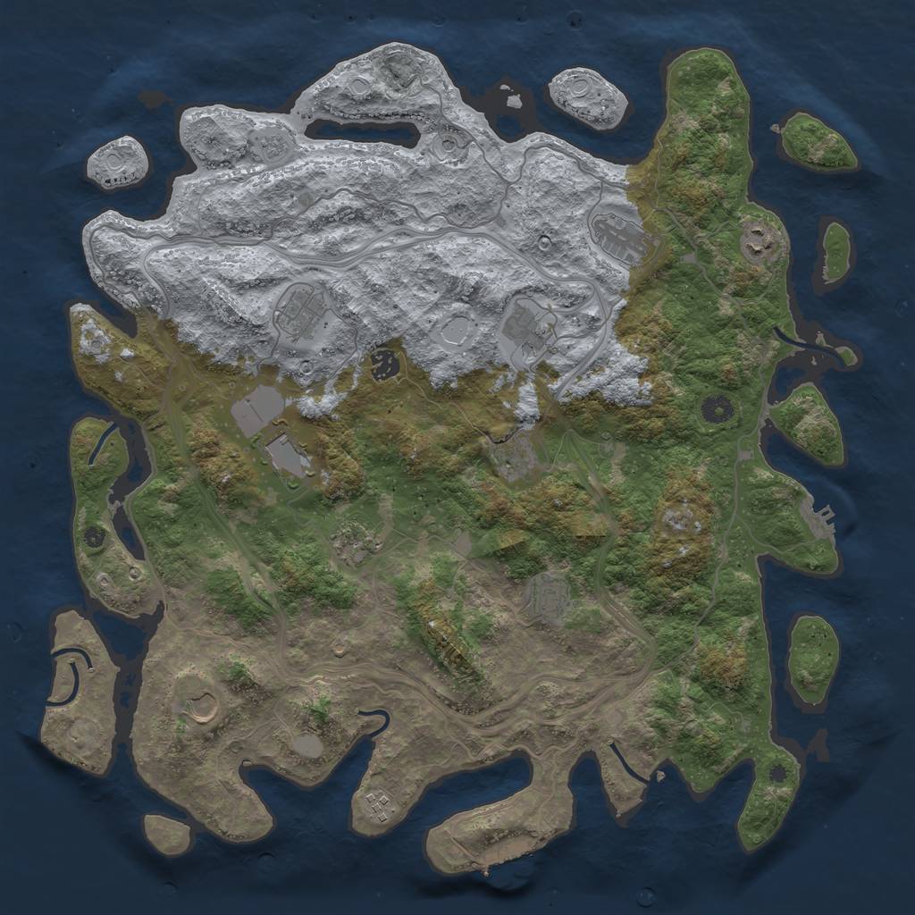 Rust Map: Procedural Map, Size: 4500, Seed: 2063549021, 20 Monuments