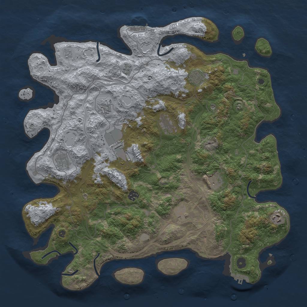 Rust Map: Procedural Map, Size: 4500, Seed: 1028524326, 19 Monuments
