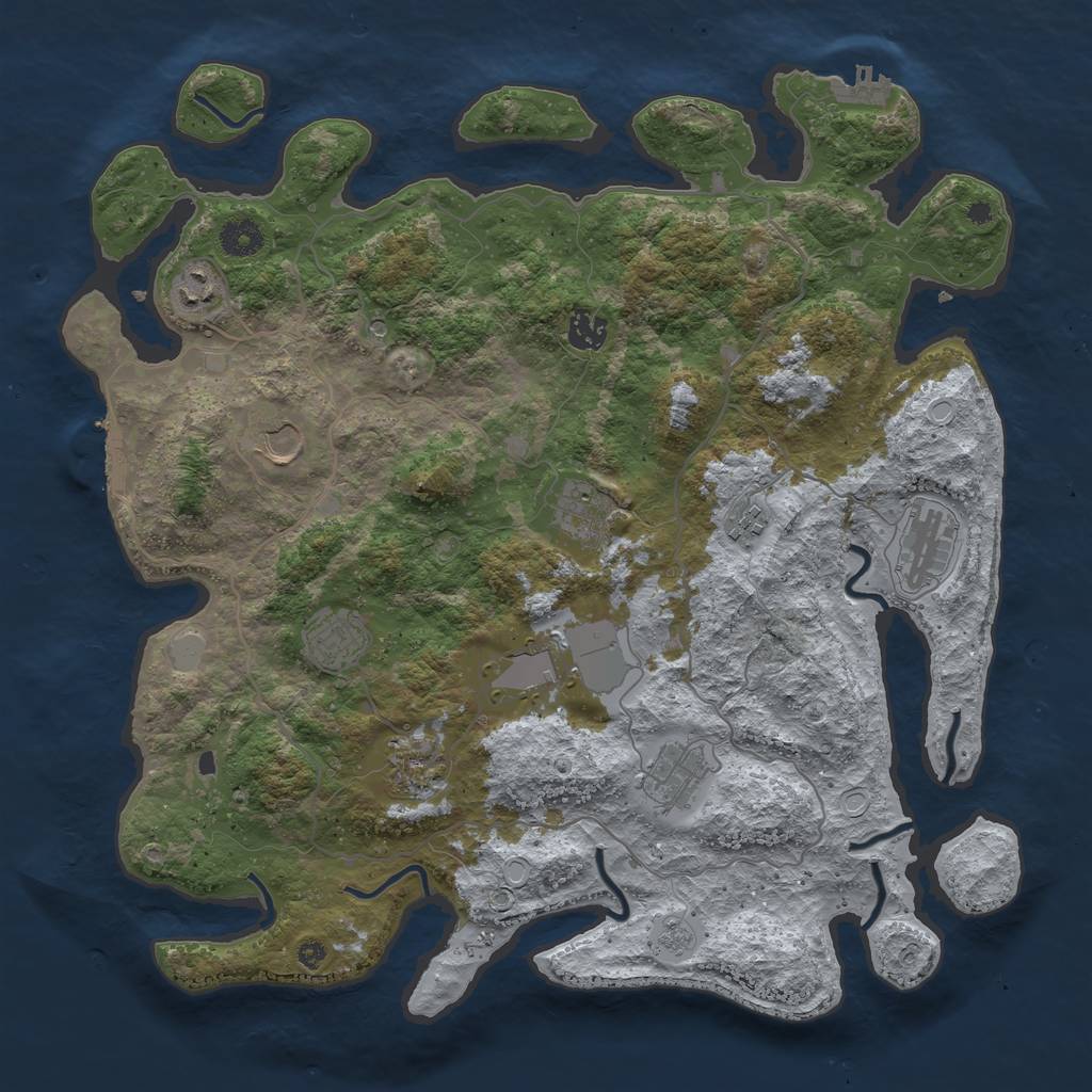 Rust Map: Procedural Map, Size: 4000, Seed: 42408250, 19 Monuments